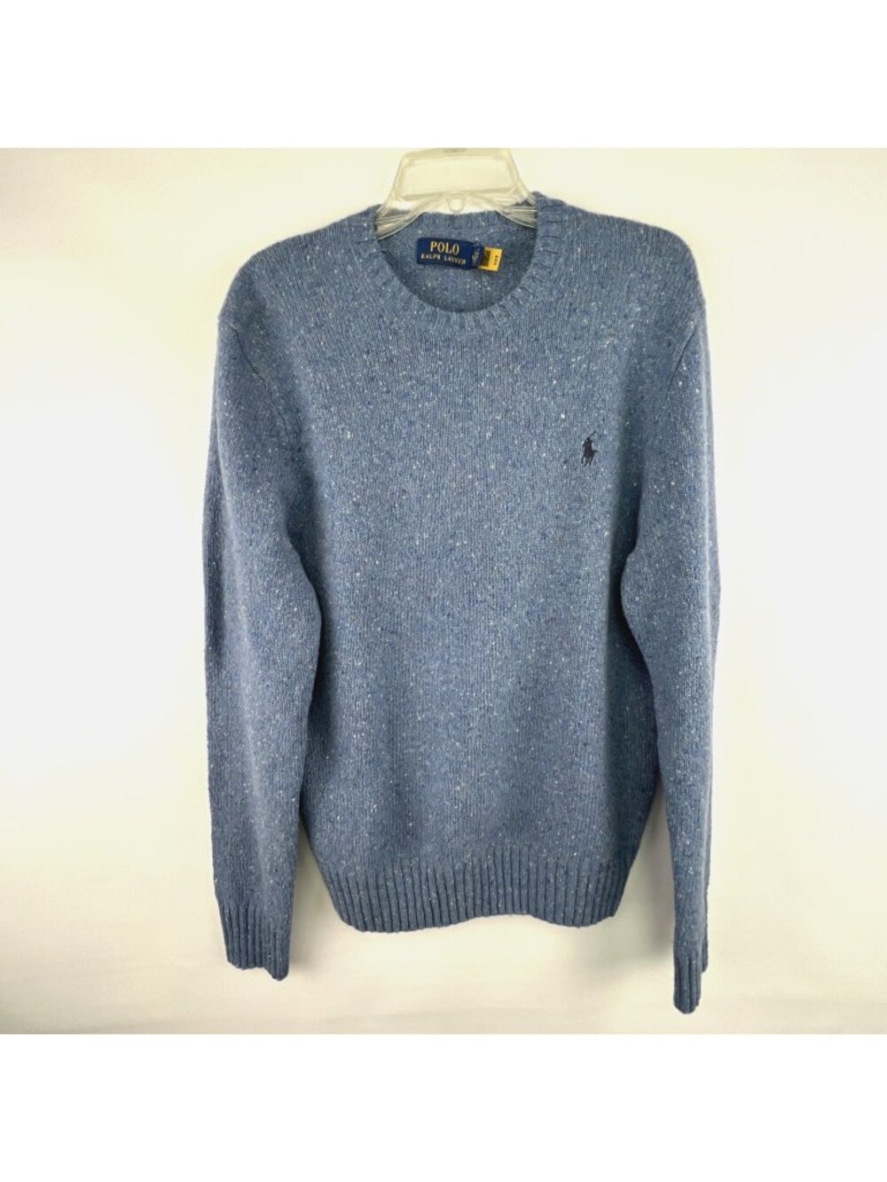 Polo Ralph Lauren Size M Blue Wool Blend Speckled Crewneck Sweater Mens